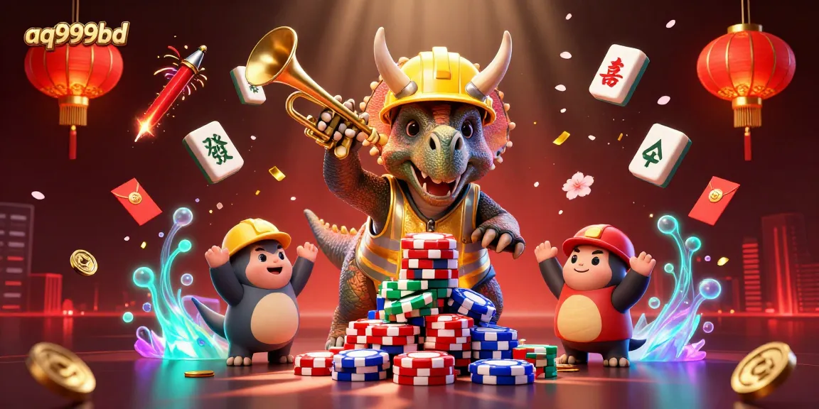 Engage with aq999bd's exciting gaming experience with cheerful characters and vibrant casino elements featured.