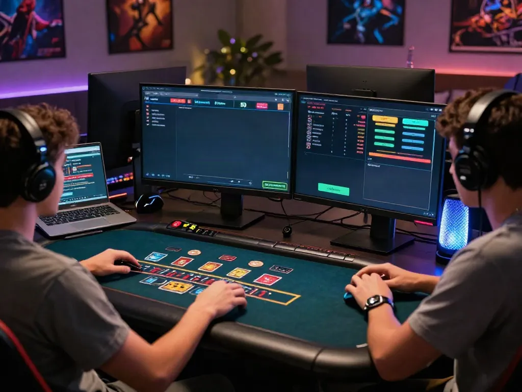 Online casinos that accept credit cards showcased in a modern gaming setup with live dealer blackjack.
