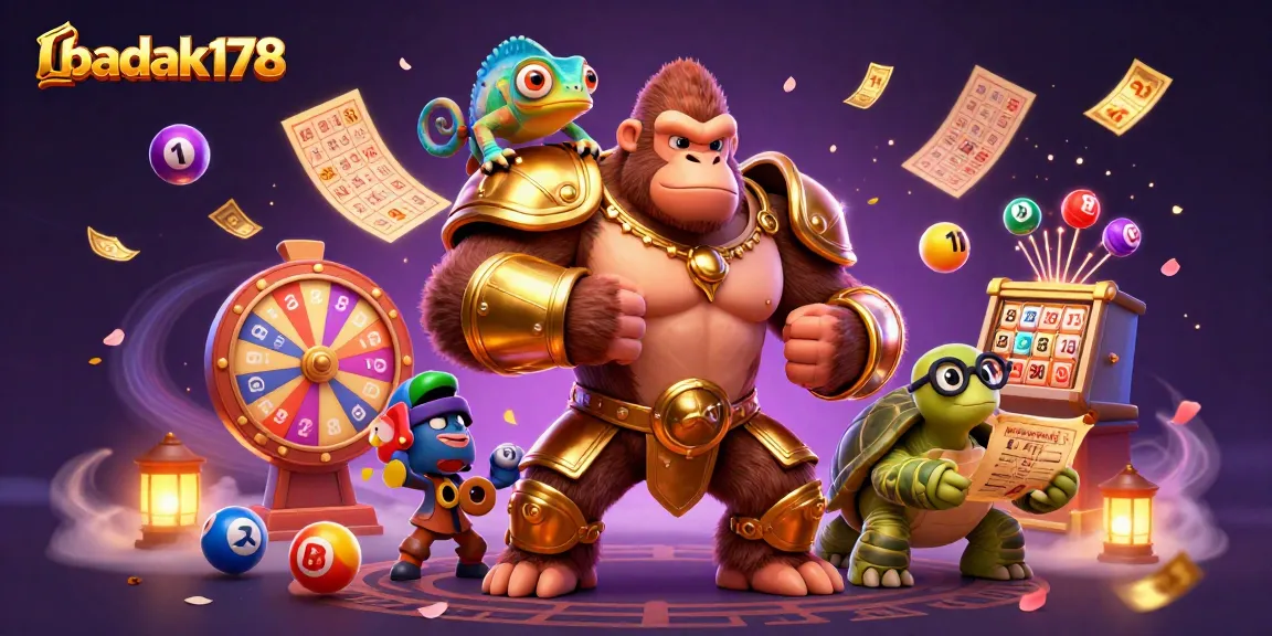Engage with the colorful world of lottery and bingo at badak178 featuring vibrant characters and dynamic elements.