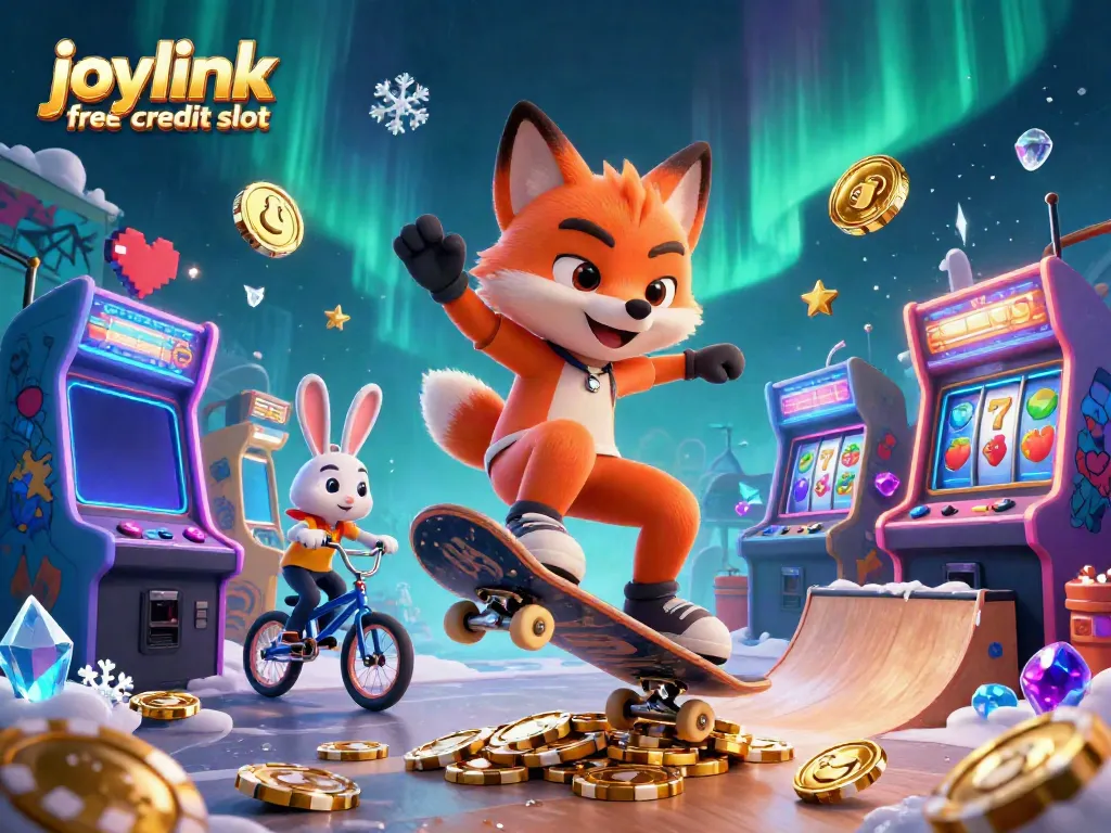Spin to win with joylink free credit slot offering vibrant 3D characters and casino elements!