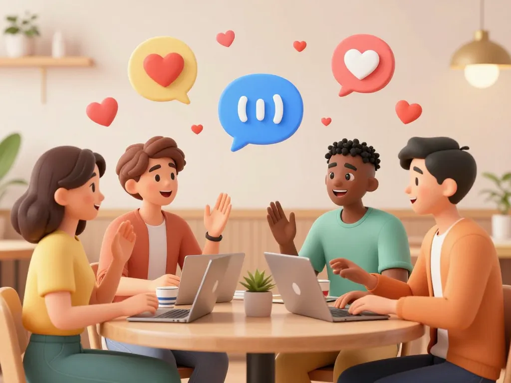 Engaging scene showcasing avatars in AI sex chat, playful atmosphere in a virtual café.